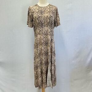 Free Press Clothing leopard print midi dress butterfly sleeve size XL 100% Rayon